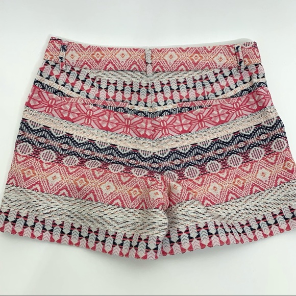 Dalia Woven Boho Tribal Aztec Cotton Shorts Pink White Multicolored Size 2 - Picture 6 of 14